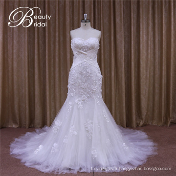 Dentelle mariée Handmake fleur robes de mariée sirène 2016